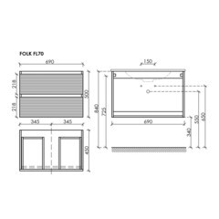 Тумба под раковину Sancos Folk 70 см подвесная bianco (FL70W) - фото 2