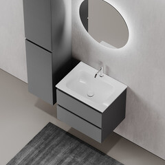 Тумба под раковину Sancos Folk 60 см подвесная grey soft (FL60GS) - фото 4