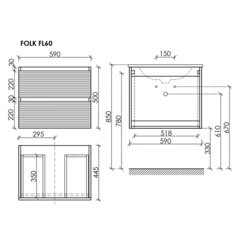Тумба под раковину Sancos Folk 60 см подвесная bianco (FL60W) - фото 2