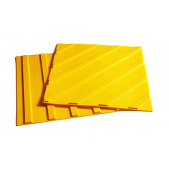 Тактильная плитка ПВХ продольный риф 300х300х5,5 мм желтая - фото 3