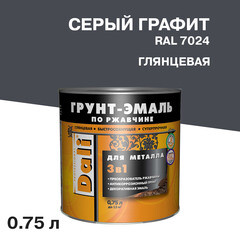 Изображение товара Грунт-эмаль по ржавчине 3в1 Dali серый графит RAL 7024 глянцевая 0,75 л