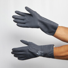 Перчатки х/б кислотоустойчивые с неопреновым покрытием водонепроницаемые Delta Plus черные 9 (L) (VE509NO09/2007) - фото 5