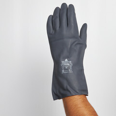 Перчатки х/б кислотоустойчивые с неопреновым покрытием водонепроницаемые Delta Plus черные 9 (L) (VE509NO09/2007) - фото 4