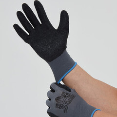 Перчатки полиэстеровые 13 нитей с латексным обливом тактильные Delta Plus VE630 черные XL - фото 6