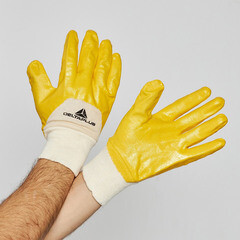 Перчатки х/б с нитриловым покрытием Delta Plus NI015 желтые 10 (XL) - фото 7