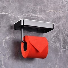 Держатель для туалетной бумаги Abber Westen с полкой нержавеющая сталь черный матовый (AA1730B) - фото 3