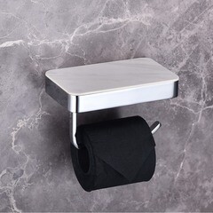 Держатель для туалетной бумаги Abber Westen с полкой нержавеющая сталь хром (AA1730) - фото 3