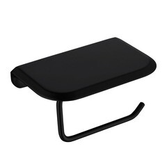 Держатель для туалетной бумаги Abber Nord с полкой нержавеющая сталь черный матовый (AA1530B) - фото 1