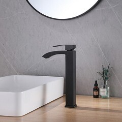 Смеситель для раковины высокий Abber Wasserfall однорычажный черный (AF8611B) - фото 3