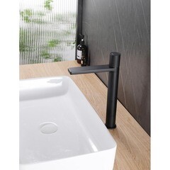 Смеситель для раковины высокий Abber Rund порционно-нажимной черный (AF8711B) - фото 3