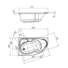 Ванна акриловая 1Marka Acrylika 150х90 см правая без ножек (01лика150п) - фото 2
