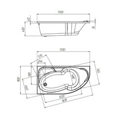 Ванна акриловая 1Marka Acrylika 170х90 см правая без ножек (01лик1790п) - фото 2