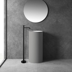 Смеситель для раковины напольный Abber Wasser Kreis однорычажный черный (AF8140B) - фото 3