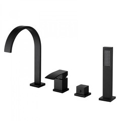 Смеситель на борт ванны Abber Wasserfall черный однорычажный с лейкой (AF8613B)