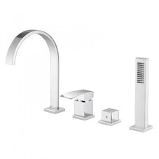 Смеситель на борт ванны Abber Wasserfall хром однорычажный с лейкой (AF8613)