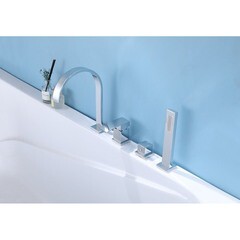 Смеситель на борт ванны Abber Wasserfall хром однорычажный с лейкой (AF8613) - фото 3