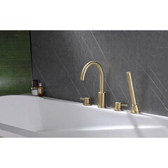 Смеситель на борт ванны Abber Wasser Kreis золото однорычажный с лейкой (AF8113G) - фото 3