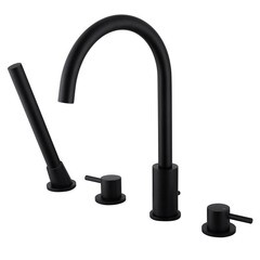 Смеситель на борт ванны Abber Wasser Kreis черный однорычажный с лейкой (AF8113B)