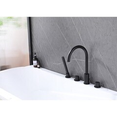 Смеситель на борт ванны Abber Wasser Kreis черный однорычажный с лейкой (AF8113B) - фото 3