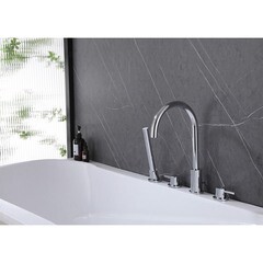 Смеситель на борт ванны Abber Wasser Kreis хром однорычажный с лейкой (AF8113) - фото 3