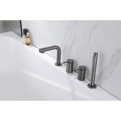 Смеситель на борт ванны Abber Emotion никель однорычажный с лейкой (AF8813NG) - фото 2