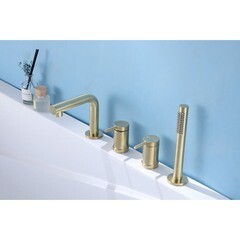 Смеситель на борт ванны Abber Emotion золото однорычажный с лейкой (AF8813G) - фото 3