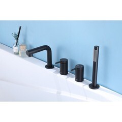 Смеситель на борт ванны Abber Emotion черный однорычажный с лейкой (AF8813B) - фото 3