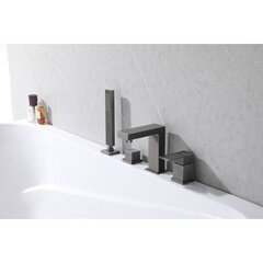 Смеситель на борт ванны Abber Daheim никель однорычажный с лейкой (AF8213NG) - фото 3