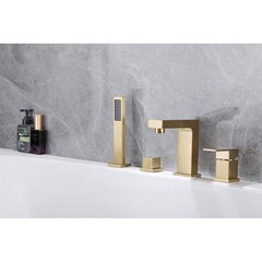 Смеситель на борт ванны Abber Daheim золото однорычажный с лейкой (AF8213G) - фото 3