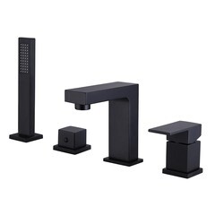 Смеситель на борт ванны Abber Daheim черный однорычажный с лейкой (AF8213B)