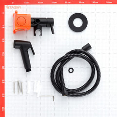 Смеситель с гигиеническим душем встраиваемый Corsa Deco со скрытой частью в комплекте черный (HF001B) - фото 2