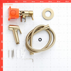 Смеситель с гигиеническим душем встраиваемый Corsa Deco со скрытой частью в комплекте матовое золото (HF001G) - фото 2