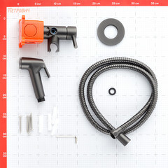 Смеситель с гигиеническим душем встраиваемый Corsa Deco со скрытой частью в комплекте графит (HF001MG) - фото 2