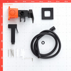 Смеситель с гигиеническим душем встраиваемый Corsa Deco со скрытой частью в комплекте черный (HF002B) - фото 2