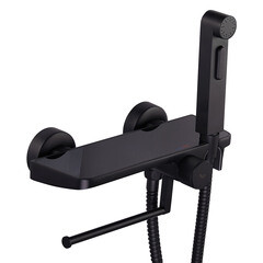 Смеситель с гигиеническим душем Corsa Deco с держателем черный (HF007B)