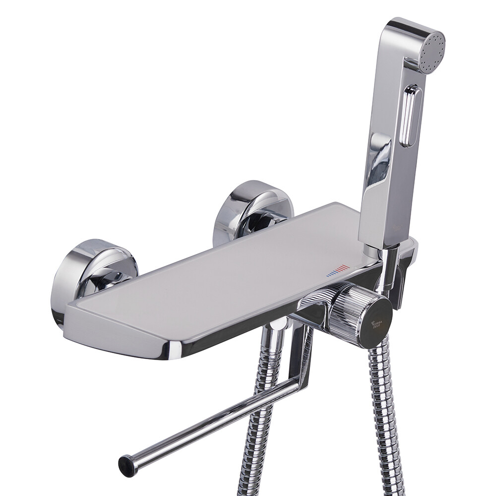 

Смеситель с гигиеническим душем Corsa Deco с держателем хром (HF007W)