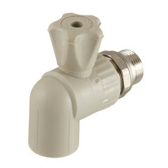 Кран шаровой полипропиленовый Valfex 25 мм х 3/4 НР(ш) с американкой угловой серый (10148025Г) - фото 1