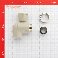 Кран шаровой полипропиленовый Valfex 25 мм х 3/4 НР(ш) с американкой угловой серый (10148025Г) - фото 2