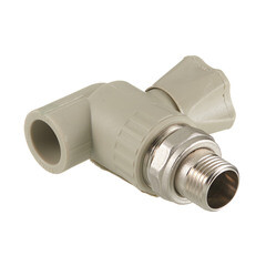 Кран шаровой полипропиленовый Valfex 20 мм х 1/2 НР(ш) с американкой угловой серый (10148020Г) - фото 4