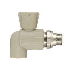 Кран шаровой полипропиленовый Valfex 20 мм х 1/2 НР(ш) с американкой угловой серый (10148020Г) - фото 3