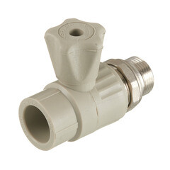 Изображение товара Кран шаровой полипропиленовый Valfex 25 мм х 3/4 НР(ш) с американкой прямой серый (10149025Г)