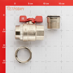 Кран шаровой латунный Stout SVB 1 1/4 ВР(г) х 1 1/4 НР(ш) полнопроходной бабочка со сгоном прямой (SVB-1007-200032) - фото 2