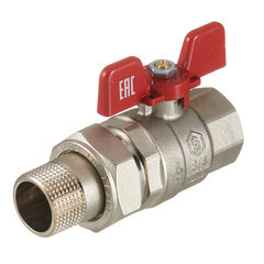 Кран шаровой латунный Stout SVB 3/4 ВР(г) х 3/4 НР(ш) полнопроходной бабочка со сгоном прямой (SVB-1007-200020) - фото 1