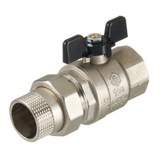 Кран шаровой латунный Stout SVB 1 1/4 ВР(г) х 1 1/4 НР(ш) полнопроходной бабочка со сгоном прямой (SVB-0007-200032) - фото 1