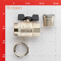 Кран шаровой латунный Stout SVB 1 1/4 ВР(г) х 1 1/4 НР(ш) полнопроходной бабочка со сгоном прямой (SVB-0007-200032) - фото 2