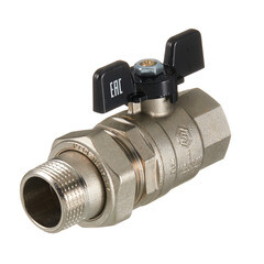 Изображение товара Кран шаровой латунный Stout SVB 1 ВР(г) х 1 НР(ш) полнопроходной бабочка со сгоном прямой (SVB-0007-200025)