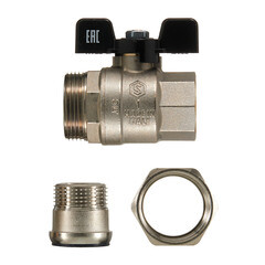 Кран шаровой латунный Stout SVB 1 ВР(г) х 1 НР(ш) полнопроходной бабочка со сгоном прямой (SVB-0007-200025) - фото 3