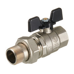 Изображение товара Кран шаровой латунный Stout SVB 3/4 ВР(г) х 3/4 НР(ш) полнопроходной бабочка со сгоном прямой (SVB-0007-200020)