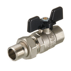 Кран шаровой латунный Stout SVB 1/2 ВР(г) х 1/2 НР(ш) полнопроходной бабочка со сгоном прямой (SVB-0007-200015) - фото 1