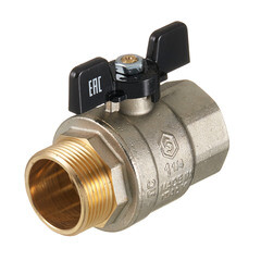 Кран шаровой латунный Stout SVB 1 1/4 ВР(г) х 1 1/4 НР(ш) полнопроходной бабочка прямой (SVB-0004-200032) - фото 1